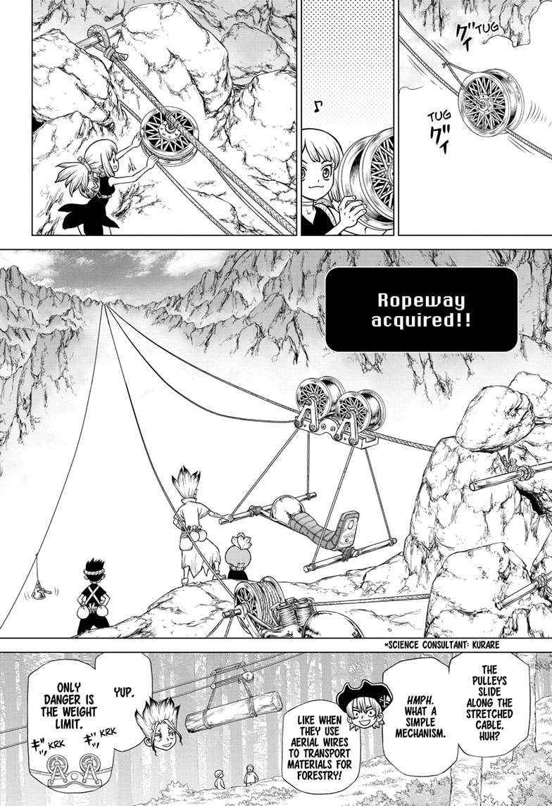 Dr. Stone Manga Chapter 179 page 4 - Bonds on the High-Wire scene