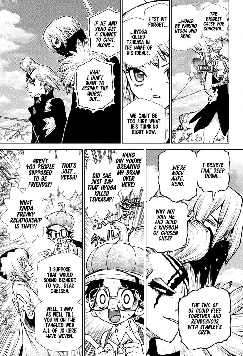 Dr. Stone Manga Chapter 179 page 7 - Bonds on the High-Wire scene