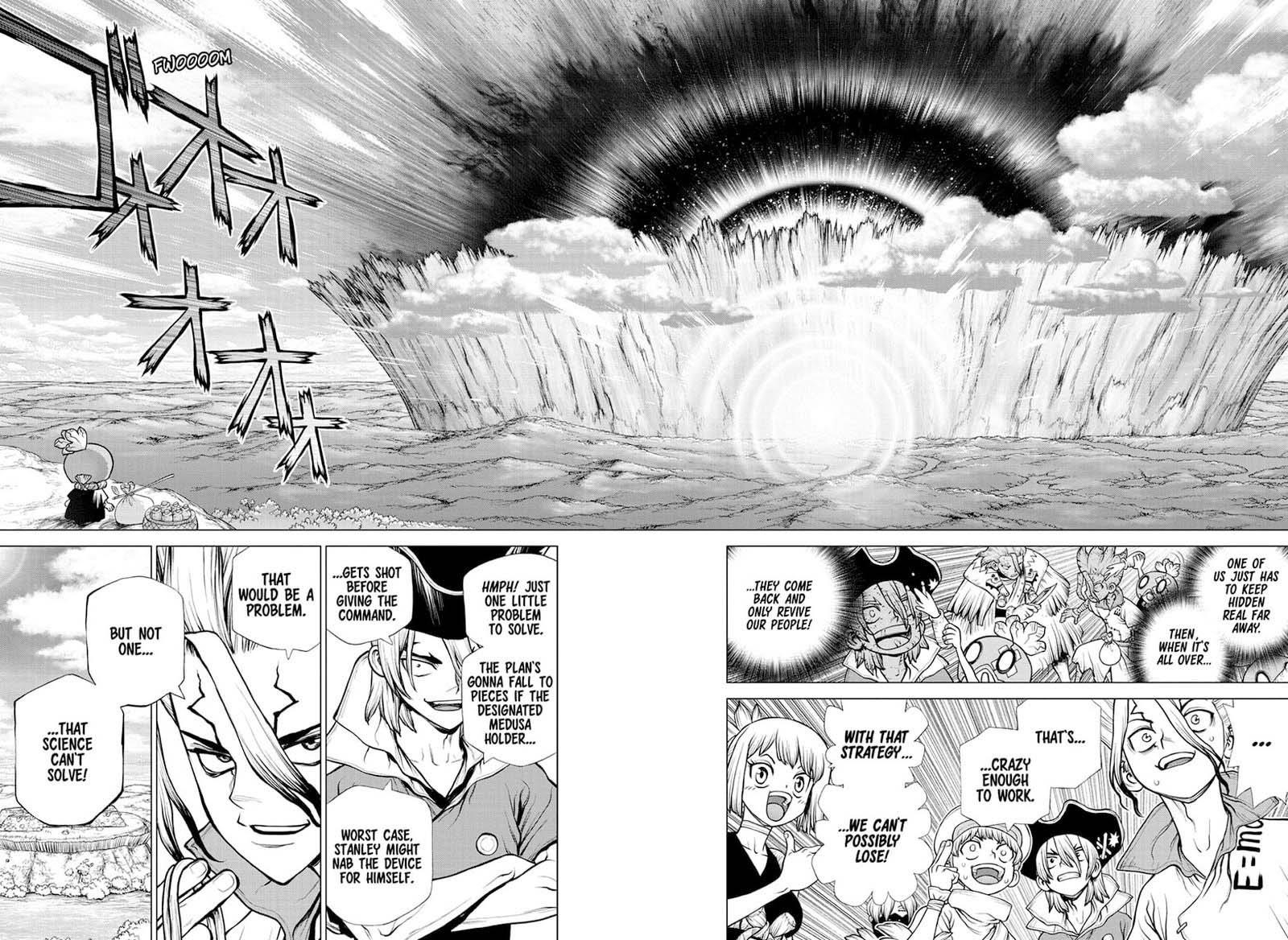 Dr. Stone Manga Chapter 184 page 16 - Fort Medusa scene