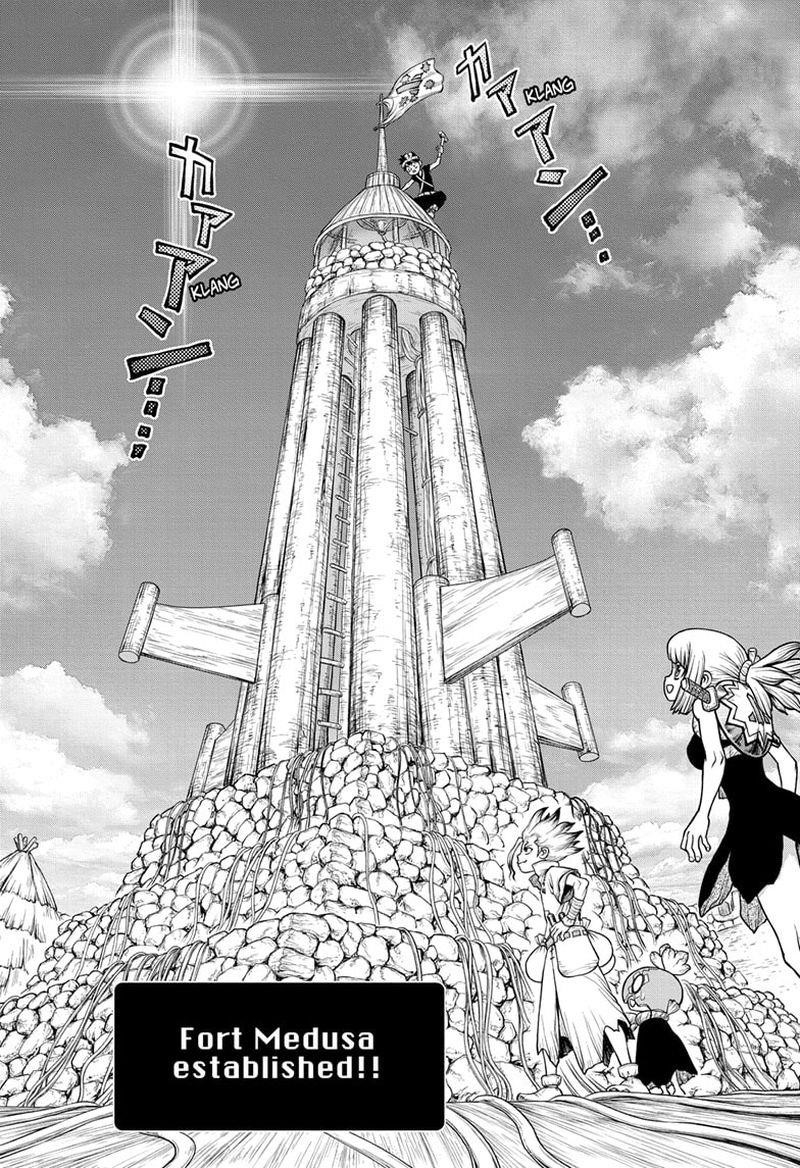 Dr. Stone Manga Chapter 184 page 17 - Fort Medusa scene