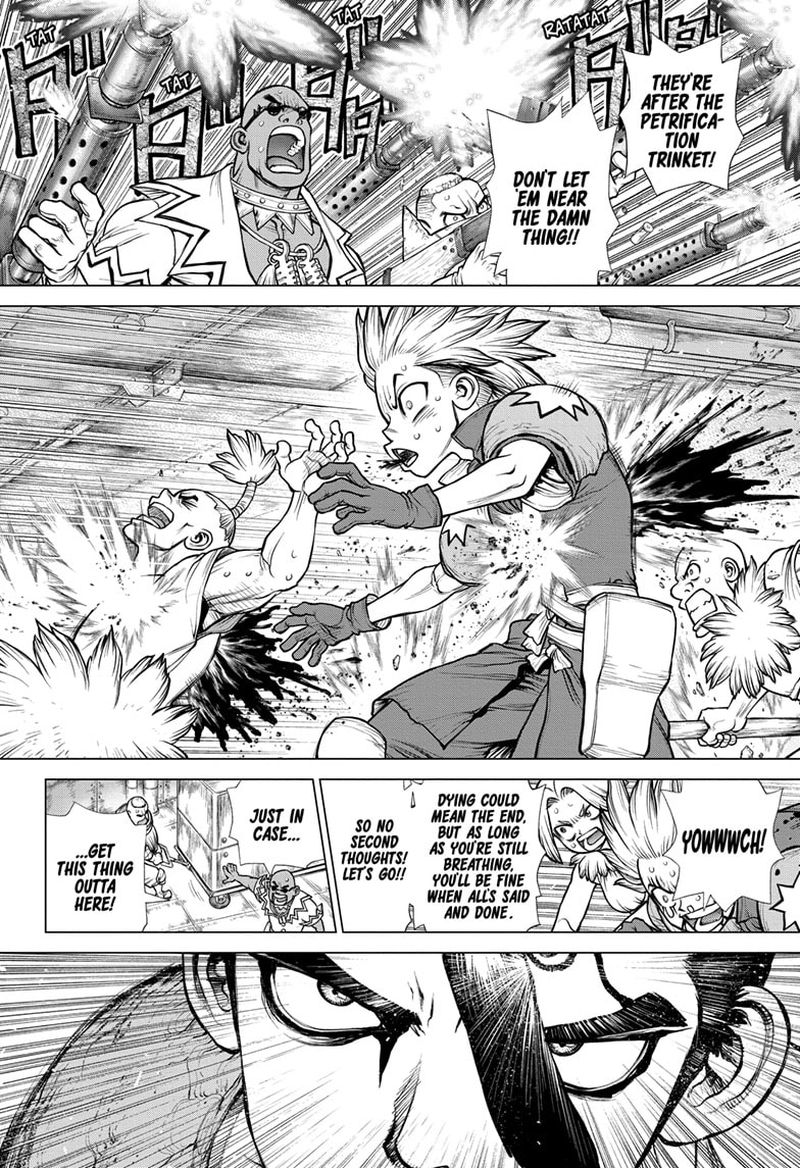 Dr. Stone Manga Chapter 191 page 5 - Divine Scream, Down to Earth scene
