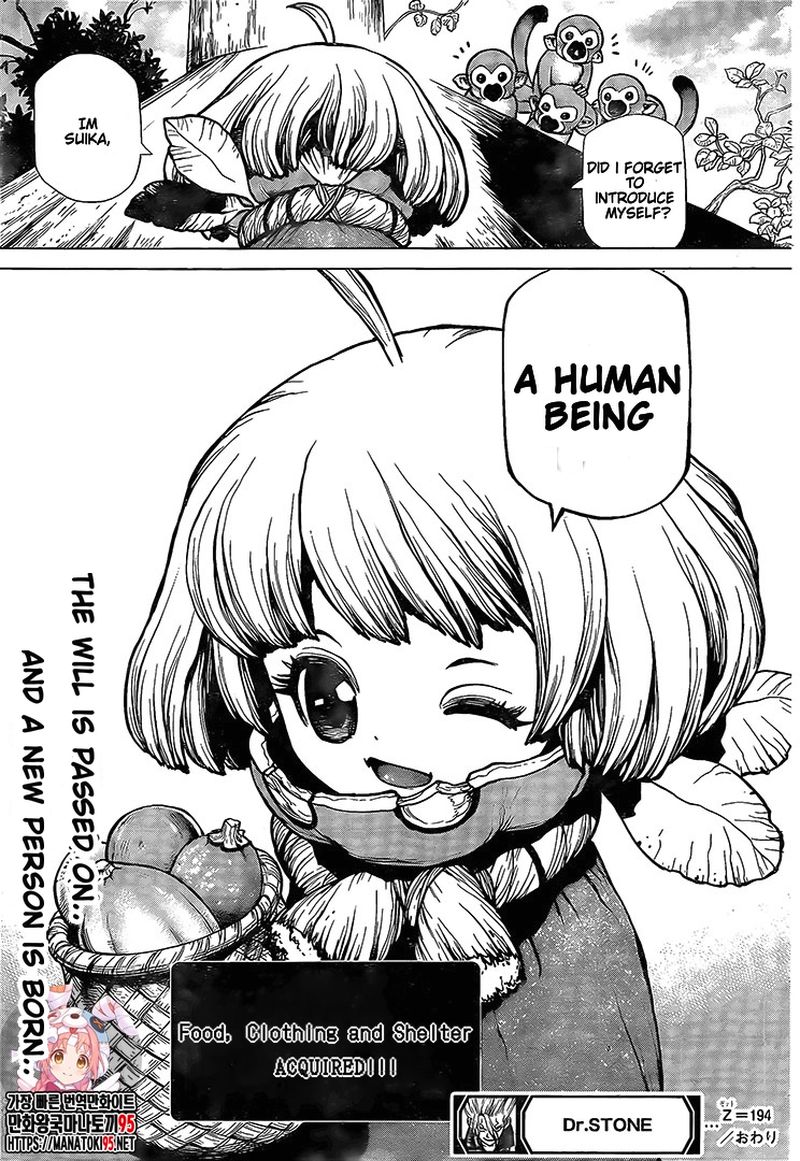 Dr. Stone Manga Chapter 194 page 18 - Homo Sapiens, All Alone scene