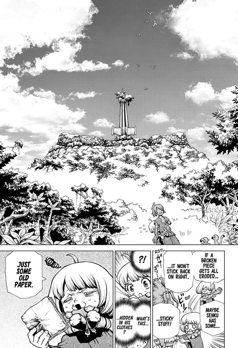 Dr. Stone Manga Chapter 195 page 3 - Treasure Hunter, All Alone scene