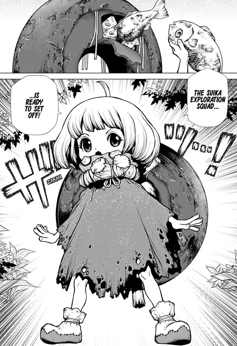 Dr. Stone Manga Chapter 195 page 9 - Treasure Hunter, All Alone scene