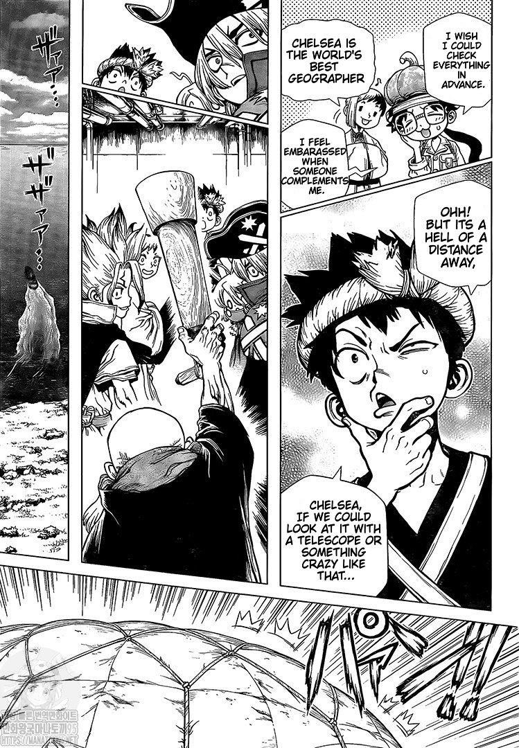 Dr. Stone Manga Chapter 203 page 7 - Missile Heart scene