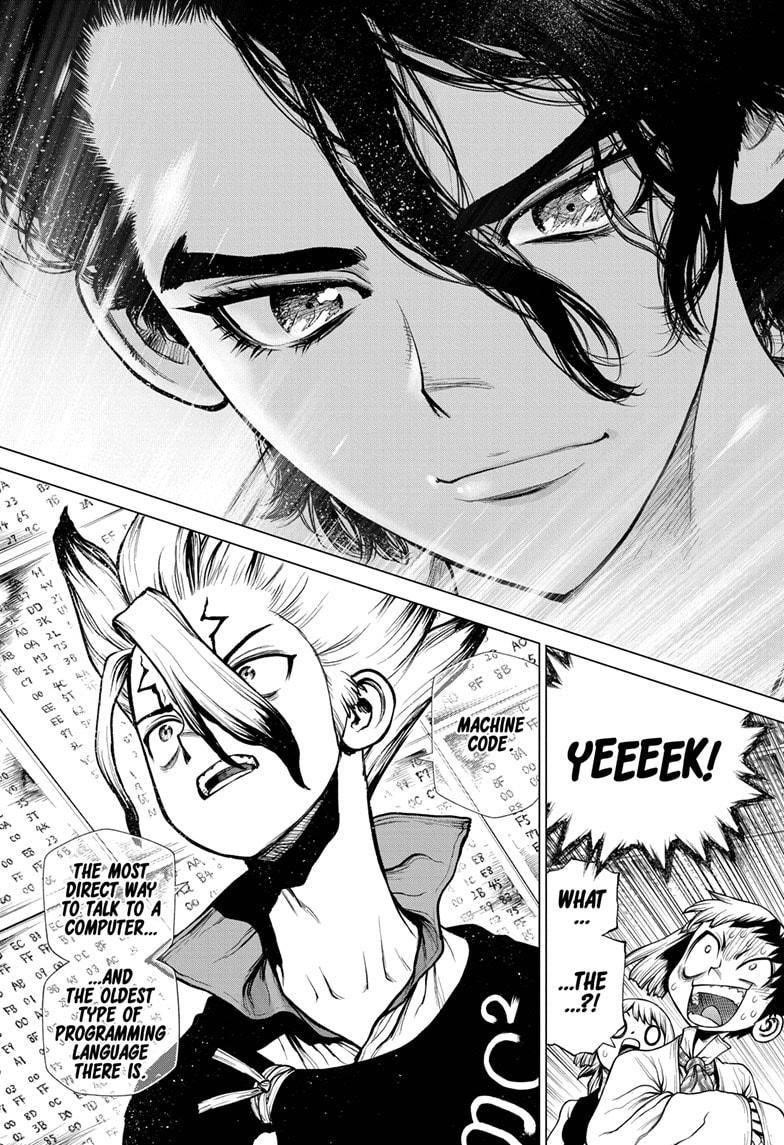 Dr. Stone Manga Chapter 205 page 12 - Universe of Zeroes and Ones scene