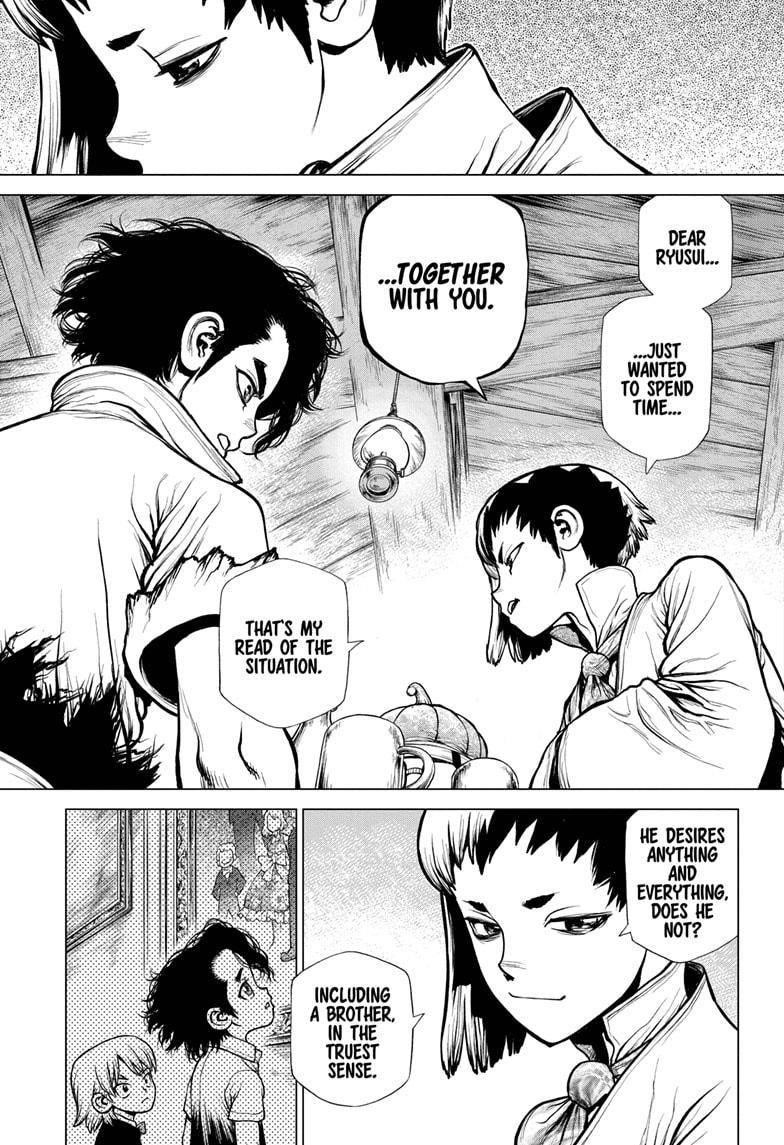 Dr. Stone Manga Chapter 207 page 13 - Linking the Circuit Diagram scene