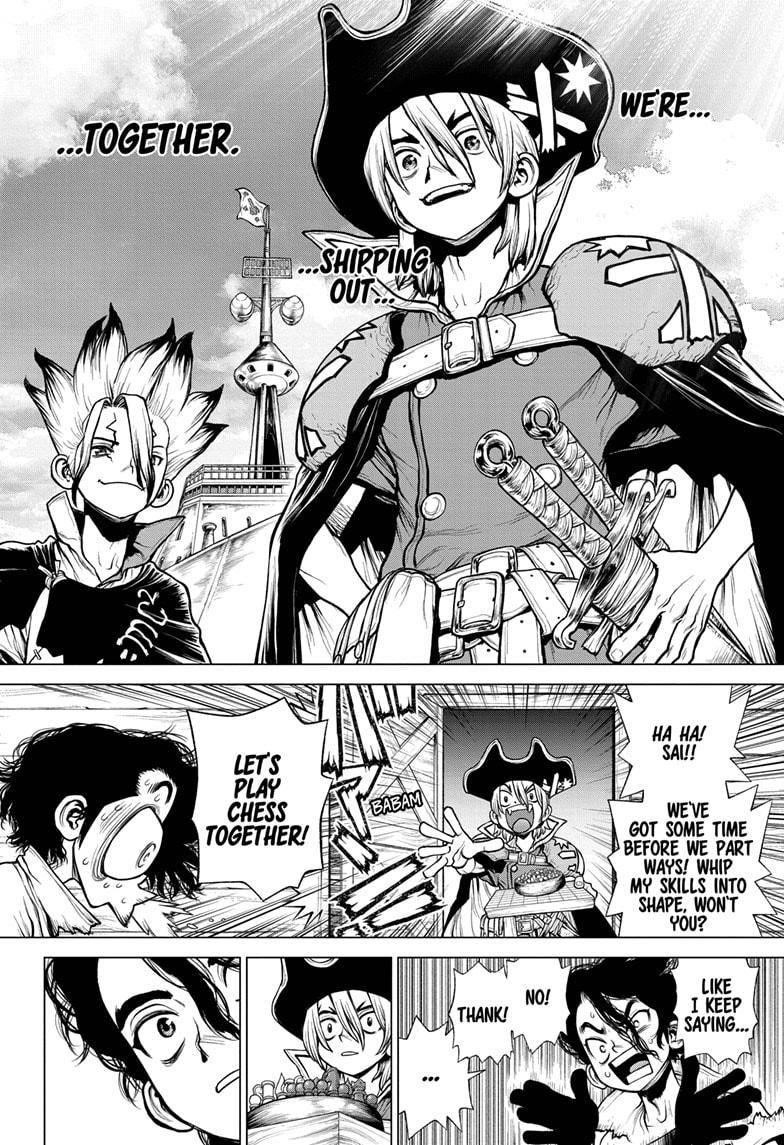 Dr. Stone Manga Chapter 207 page 16 - Linking the Circuit Diagram scene