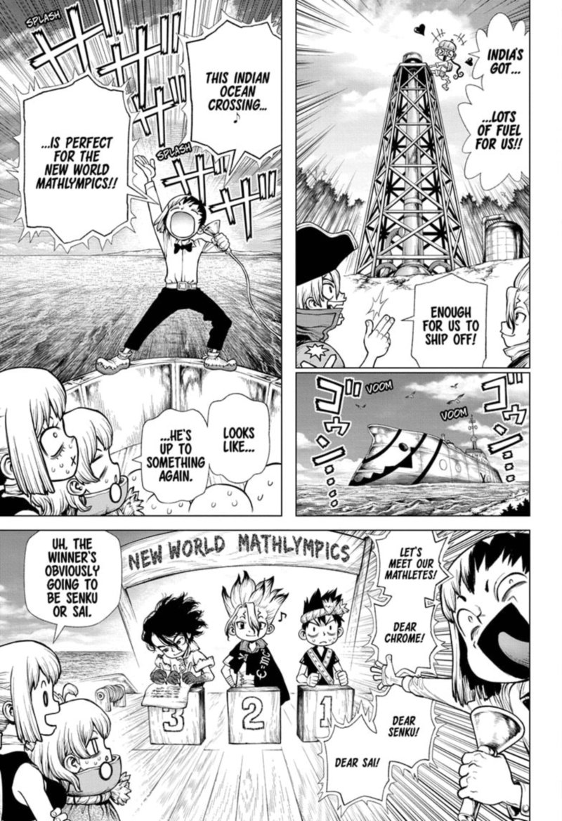 Dr. Stone Manga Chapter 208 page 12 - Science Transcends Humanity scene
