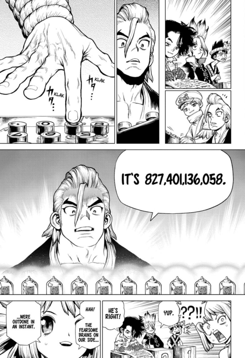 Dr. Stone Manga Chapter 208 page 14 - Science Transcends Humanity scene