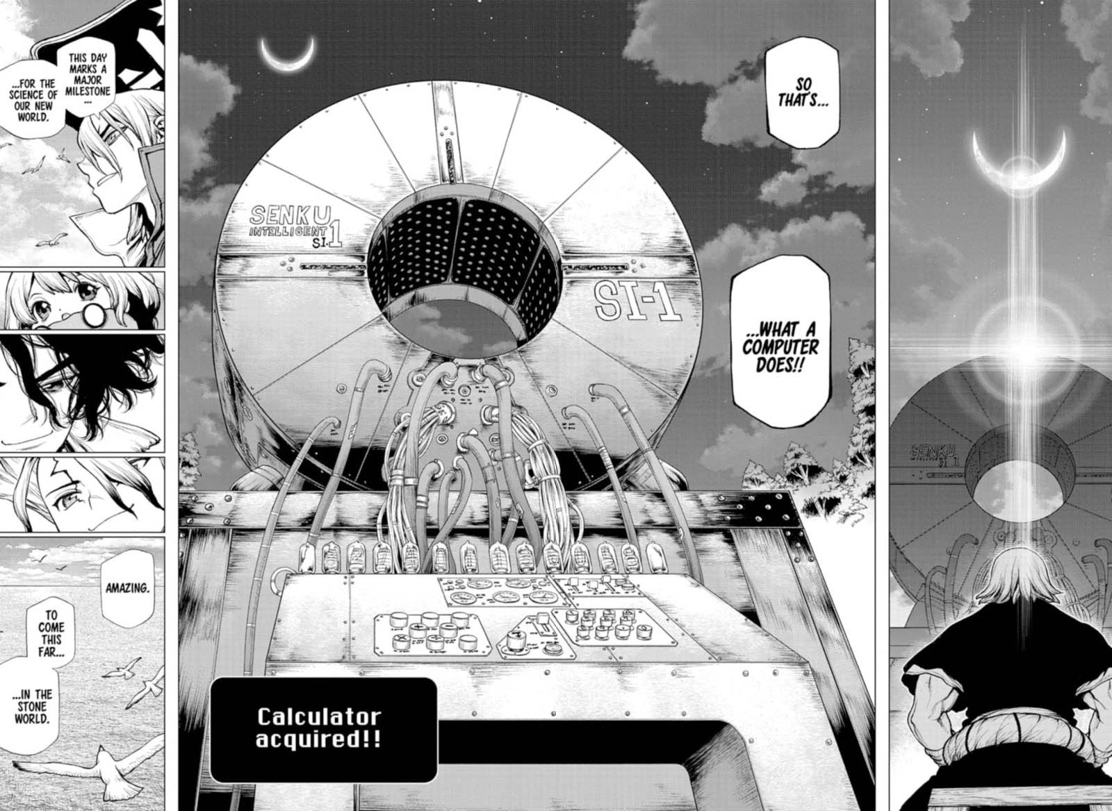 Dr. Stone Manga Chapter 208 page 15 - Science Transcends Humanity scene