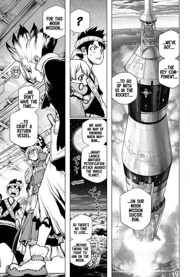 Dr. Stone Manga Chapter 209 page 14 - The Rocket's Hard Truth scene