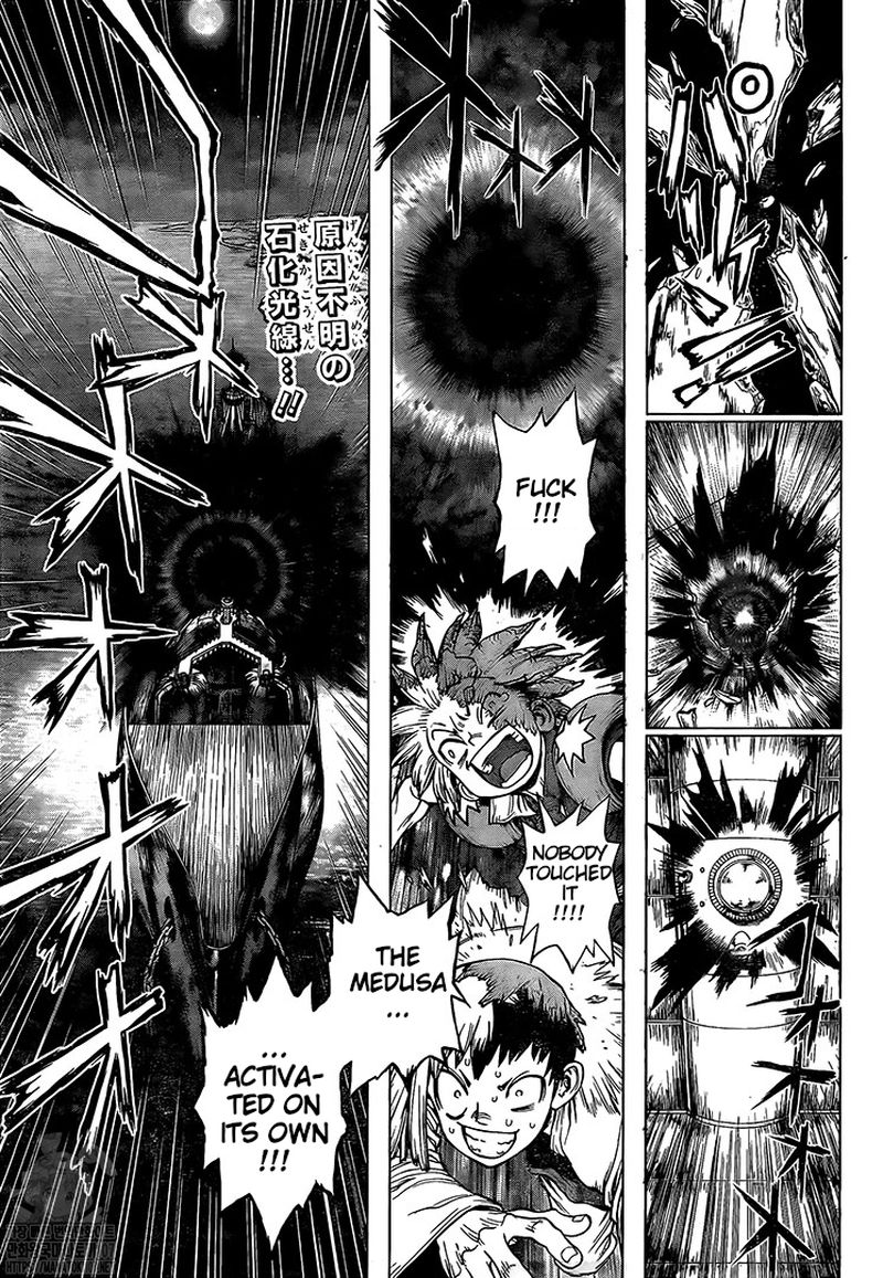 Dr. Stone Manga Chapter 214 page 1 - Stone World's Earth Defense Force scene