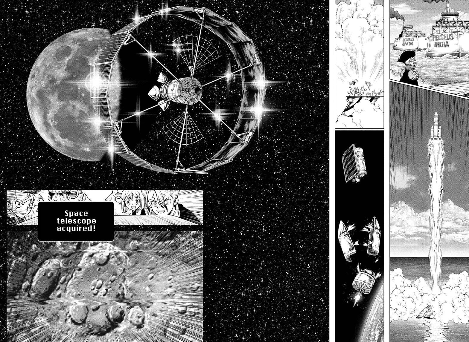 Dr. Stone Manga Chapter 216 page 10 - Hello, World scene