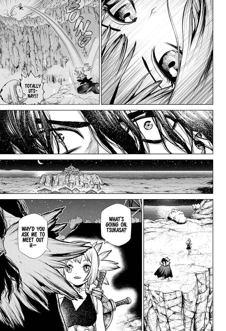 Dr. Stone Manga Chapter 219 page 13 - Three Heroes scene