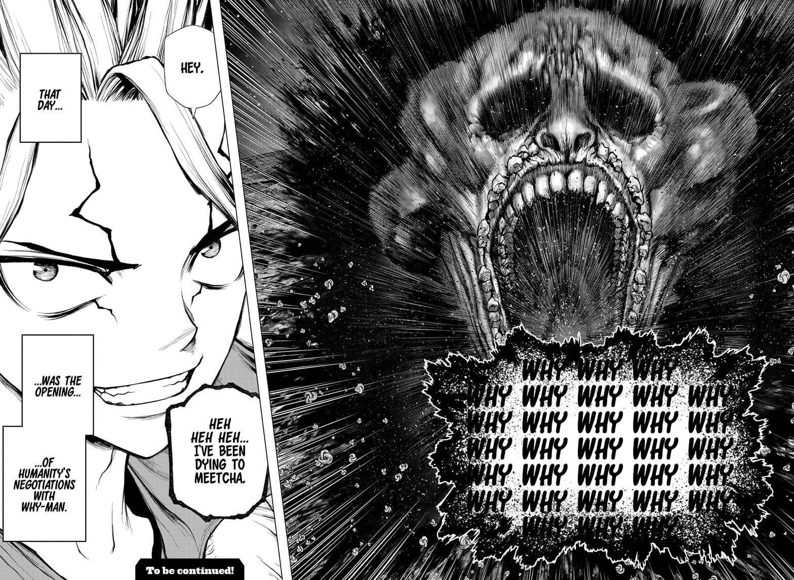 Dr. Stone Manga Chapter 229 page 17 - Why-Man scene