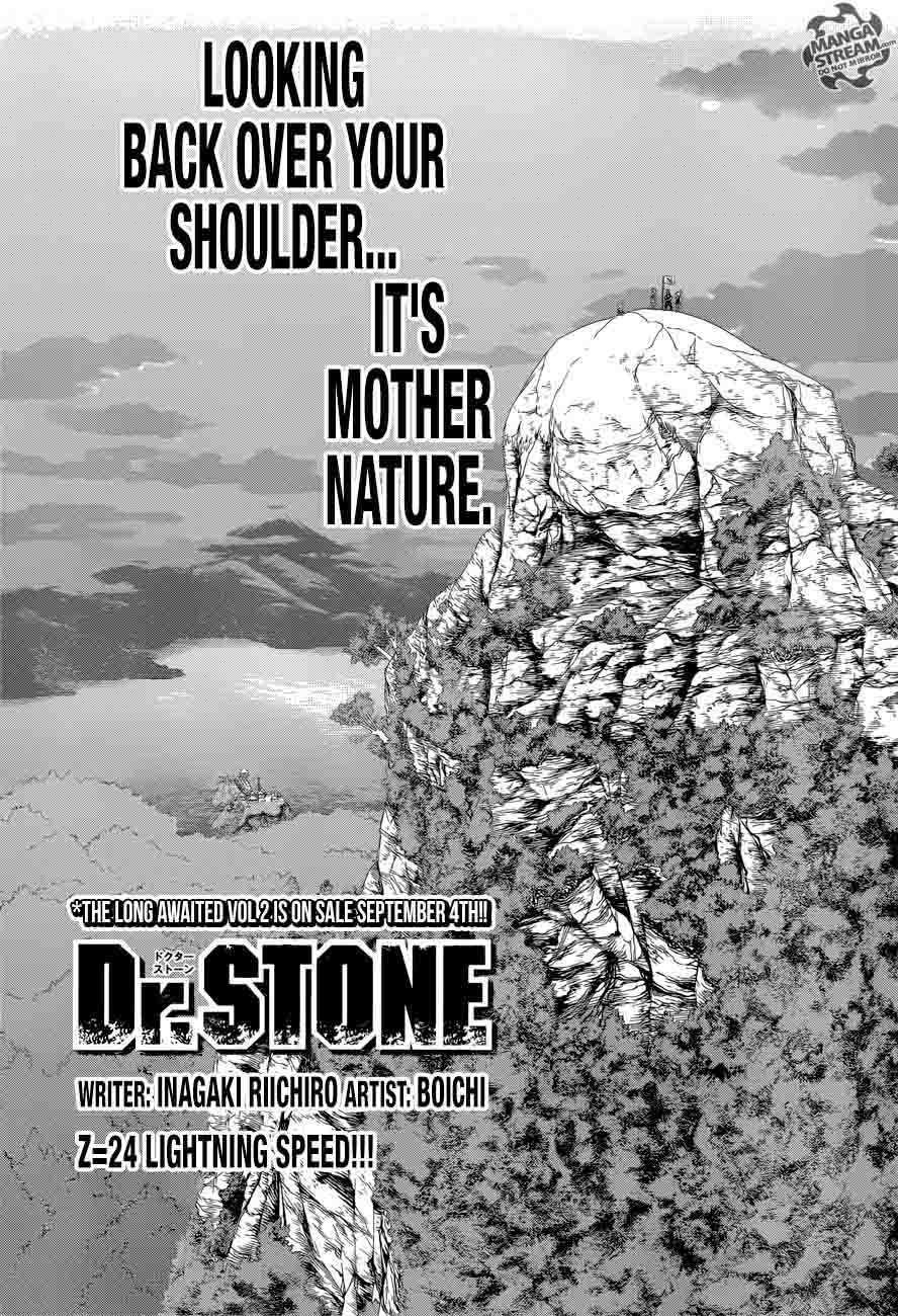 Dr. Stone Manga Chapter 24 page 1 - Lightning Speed!! scene