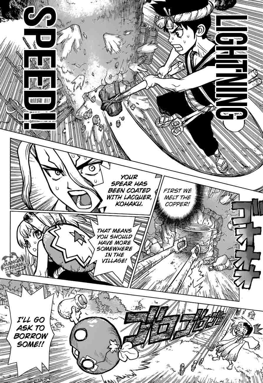 Dr. Stone Manga Chapter 24 page 8 - Lightning Speed!! scene