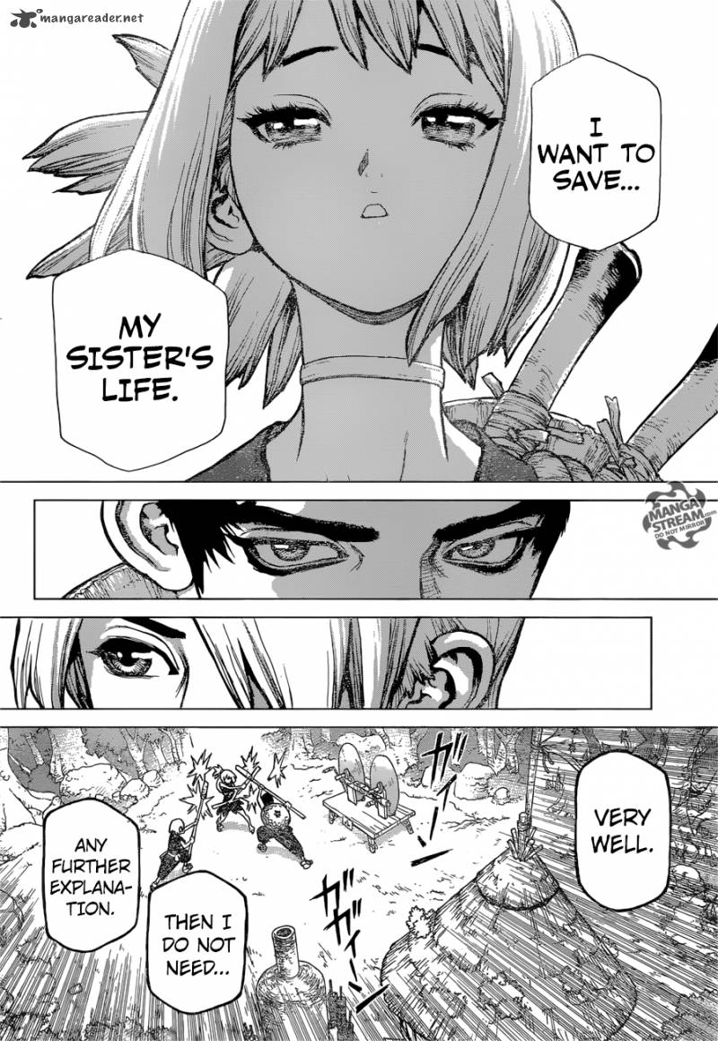 Dr. Stone Manga Chapter 27 page 13 - A Certain Scientist's Wish scene