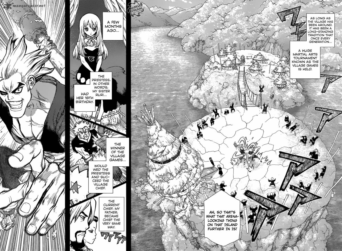 Dr. Stone Manga Chapter 27 page 6 - A Certain Scientist's Wish scene
