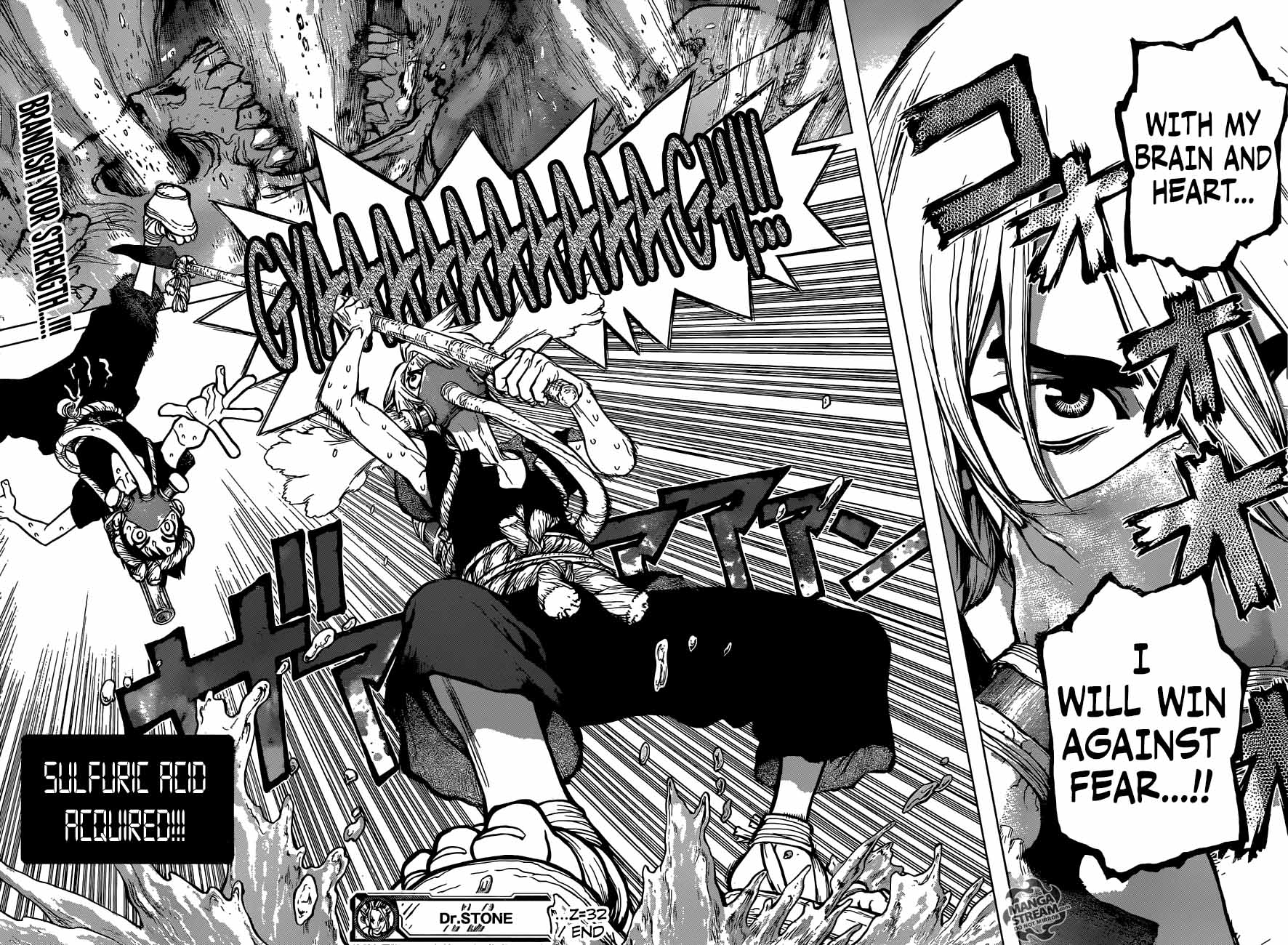 Dr. Stone Manga Chapter 32 page 16 - Brains & Heart scene