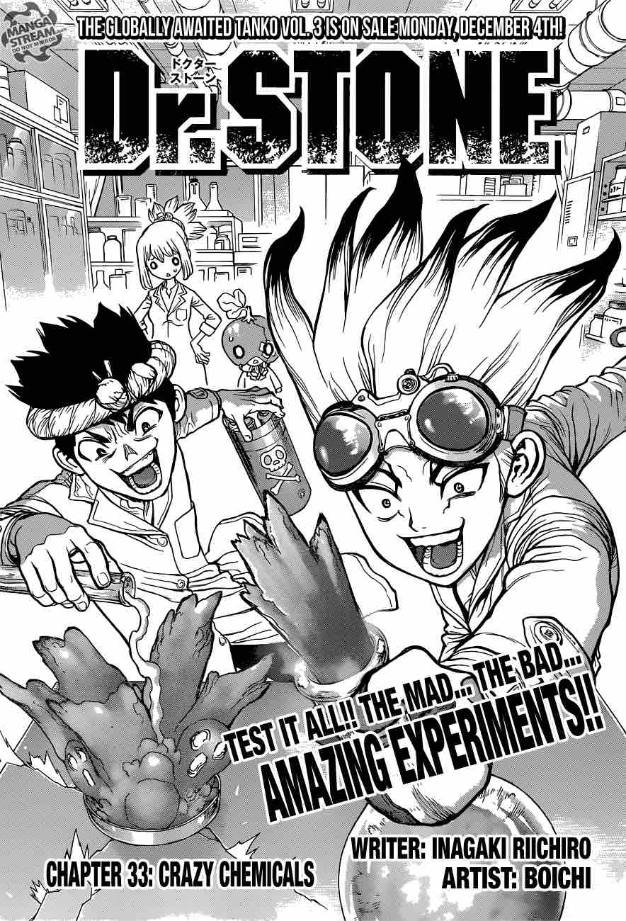 Dr. Stone Manga Chapter 33 page 3 - Baad Chemicals scene