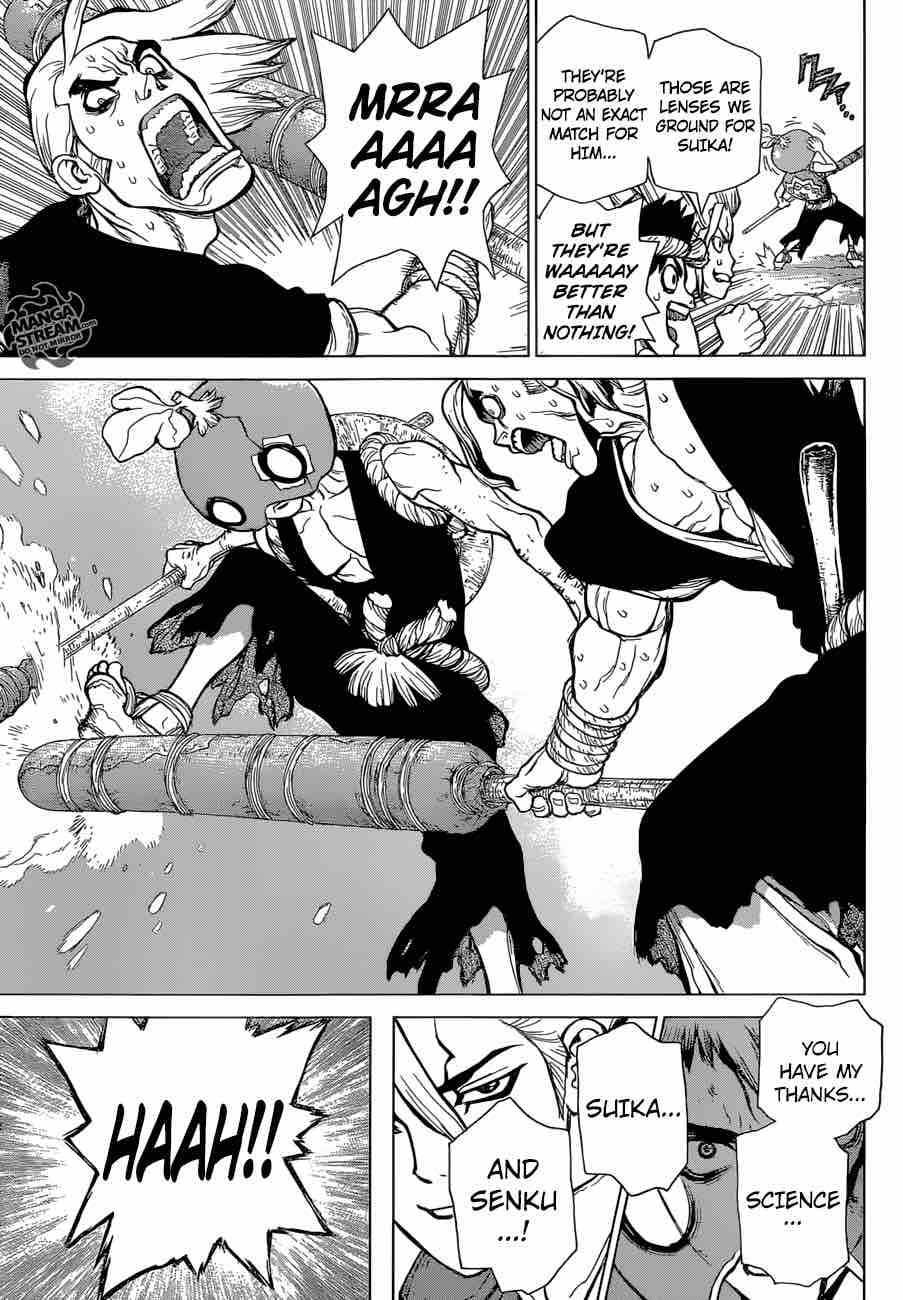 Dr. Stone Manga Chapter 35 page 16 - The Masked Warrior scene