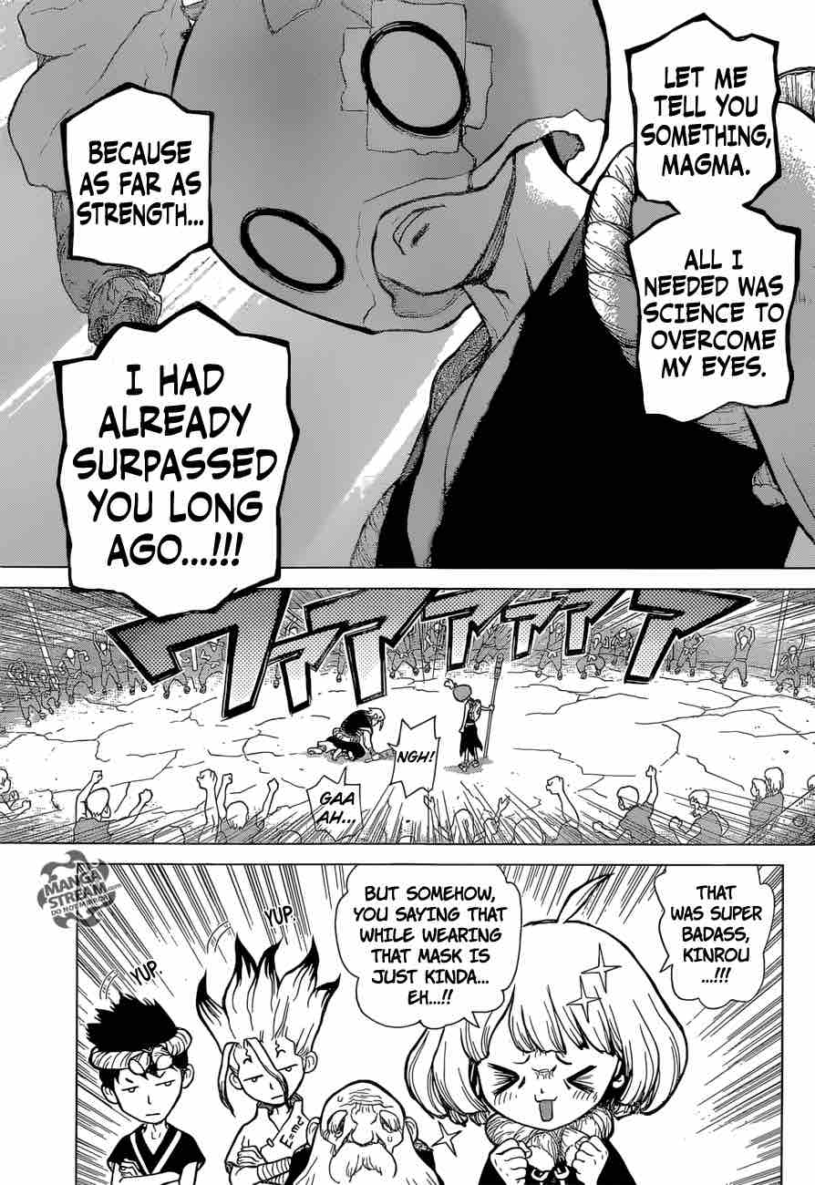 Dr. Stone Manga Chapter 35 page 18 - The Masked Warrior scene