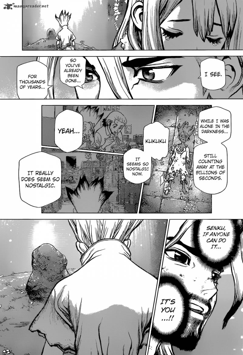 Dr. Stone Manga Chapter 45 page 14 - Epilogue of Part 1 (End of Part 1) scene