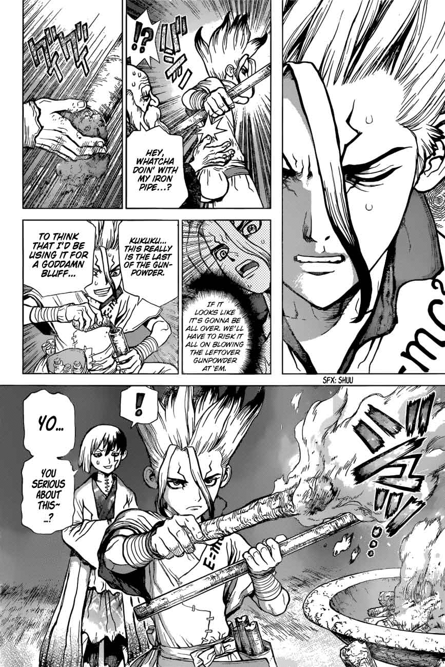 Dr. Stone Manga Chapter 46 page 13 - Stone Wars scene
