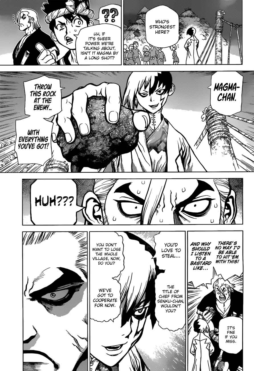 Dr. Stone Manga Chapter 46 page 14 - Stone Wars scene