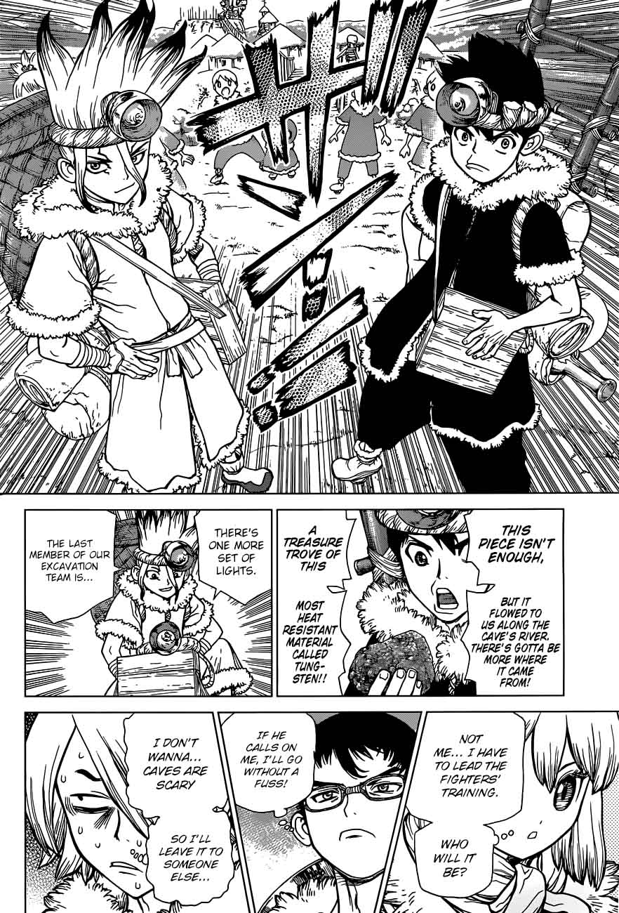 Dr. Stone Manga Chapter 54 page 19 - Flickering Blue Jewel scene