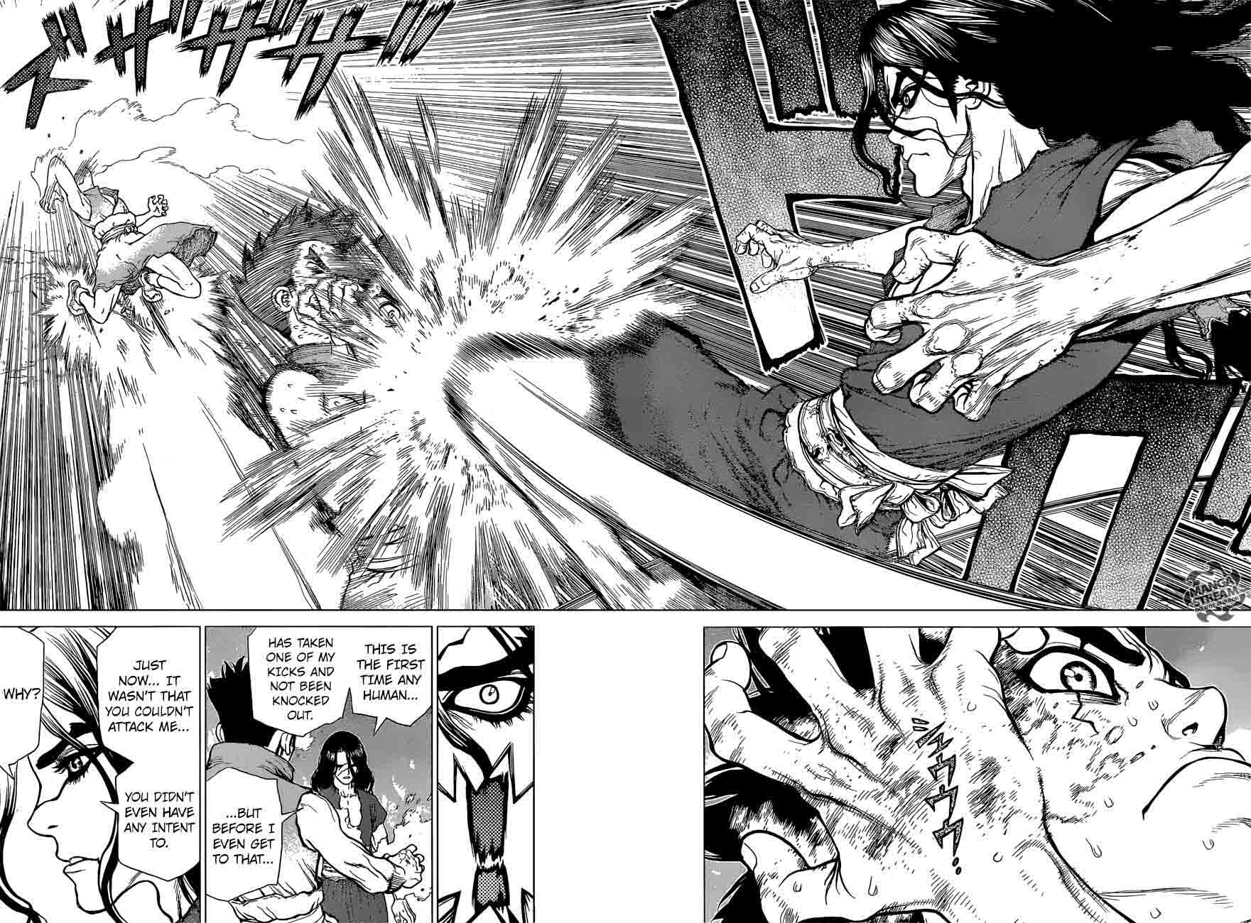 Dr. Stone Manga Chapter 6 page 9 - Taiju Vs. Tsukasa scene