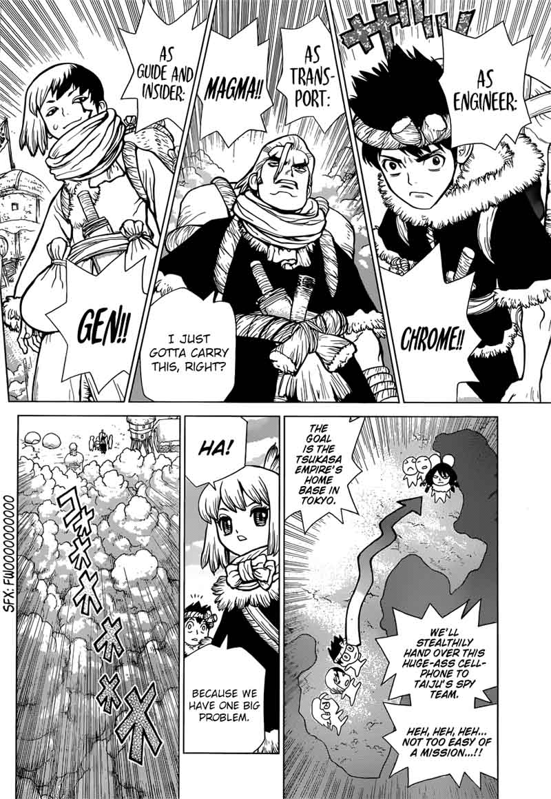 Dr. Stone Manga Chapter 61 page 12 - Stone Wars Begin scene