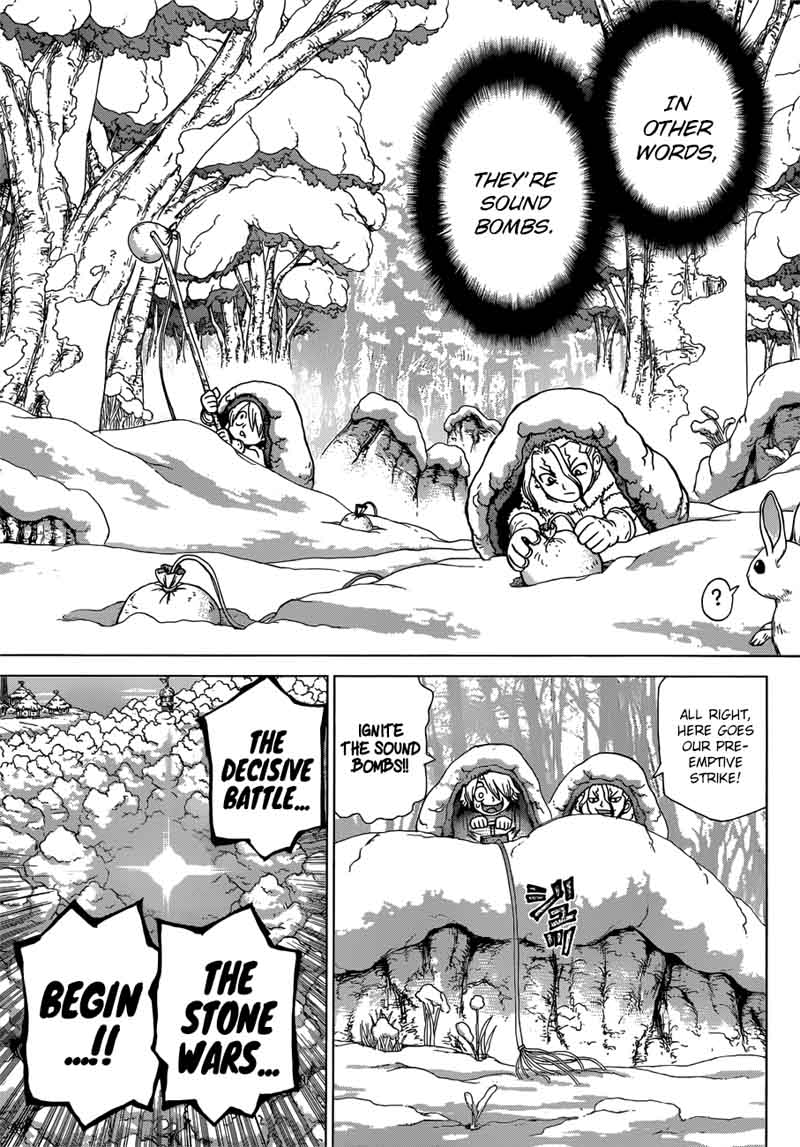 Dr. Stone Manga Chapter 61 page 15 - Stone Wars Begin scene