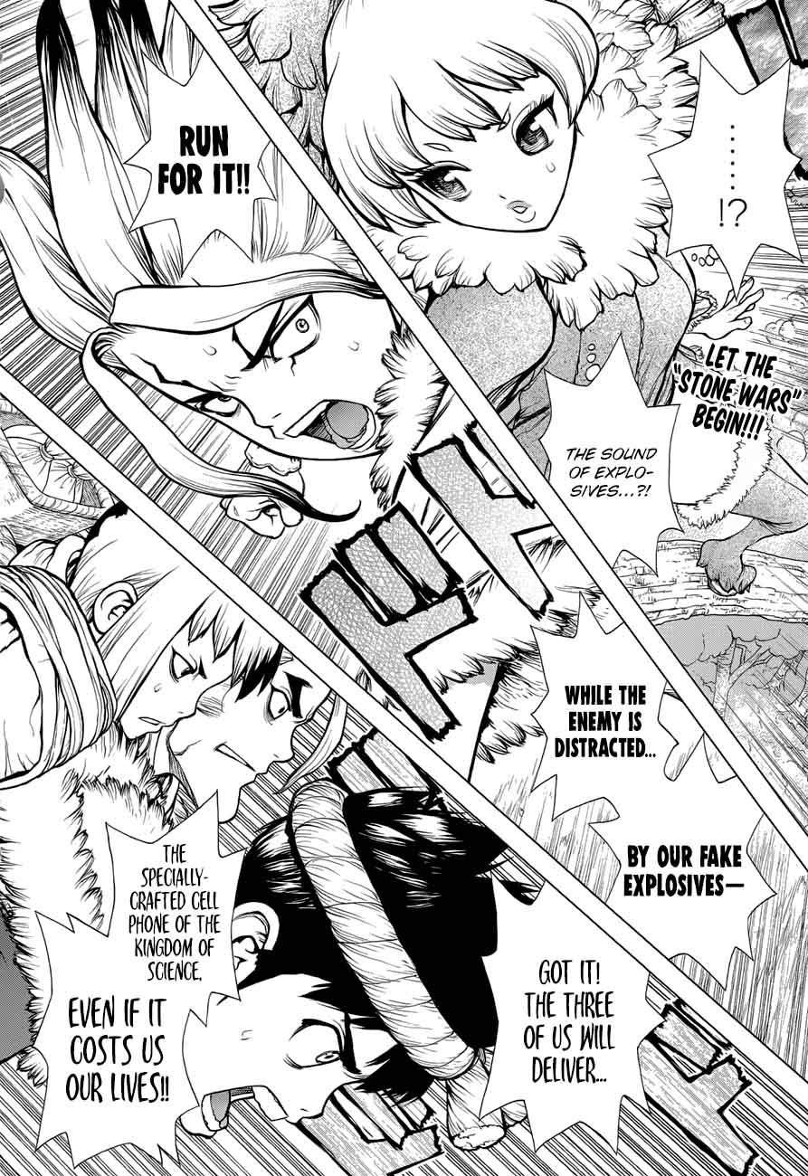 Dr. Stone Manga Chapter 62 page 2 - Double Chase scene