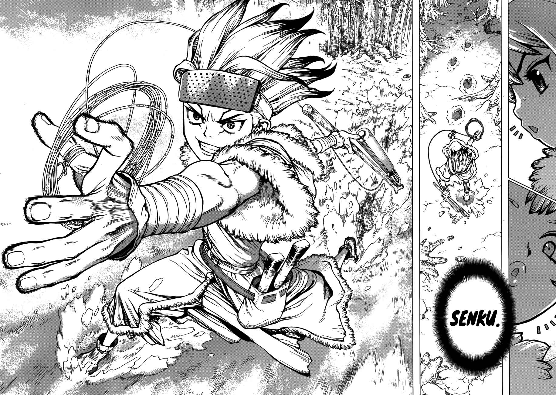 Dr. Stone Manga Chapter 62 page 8 - Double Chase scene
