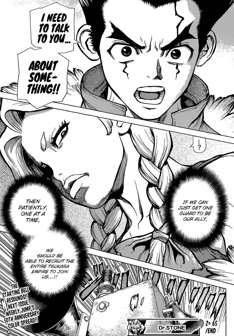 Dr. Stone Manga Chapter 65 page 19 - Call from the Dead scene