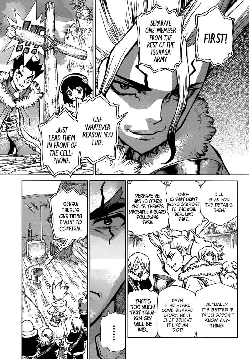 Dr. Stone Manga Chapter 65 page 5 - Call from the Dead scene