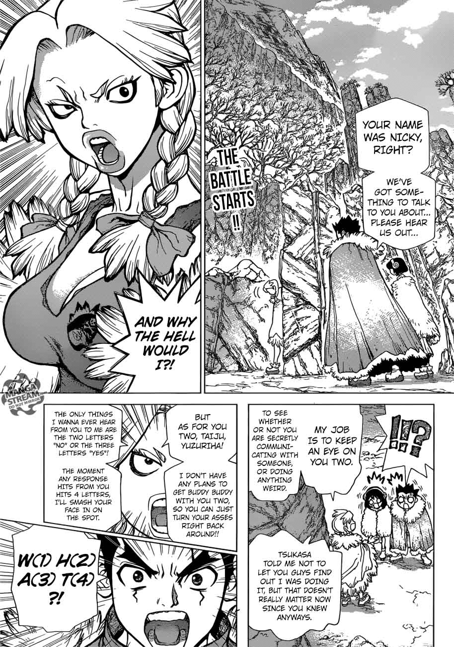Dr. Stone Manga Chapter 66 page 3 - Liars and Truth Tellers scene
