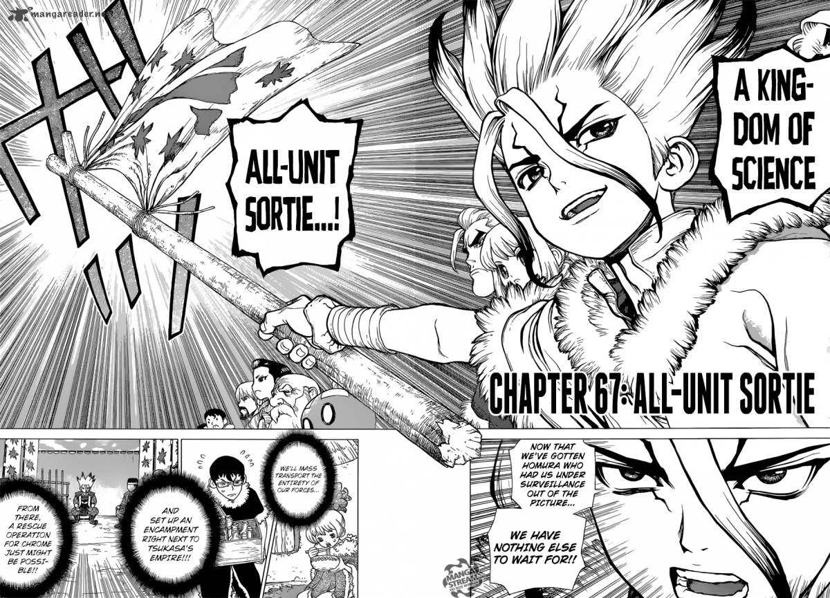 Dr. Stone Manga Chapter 67 page 15 - Full Mobilization scene