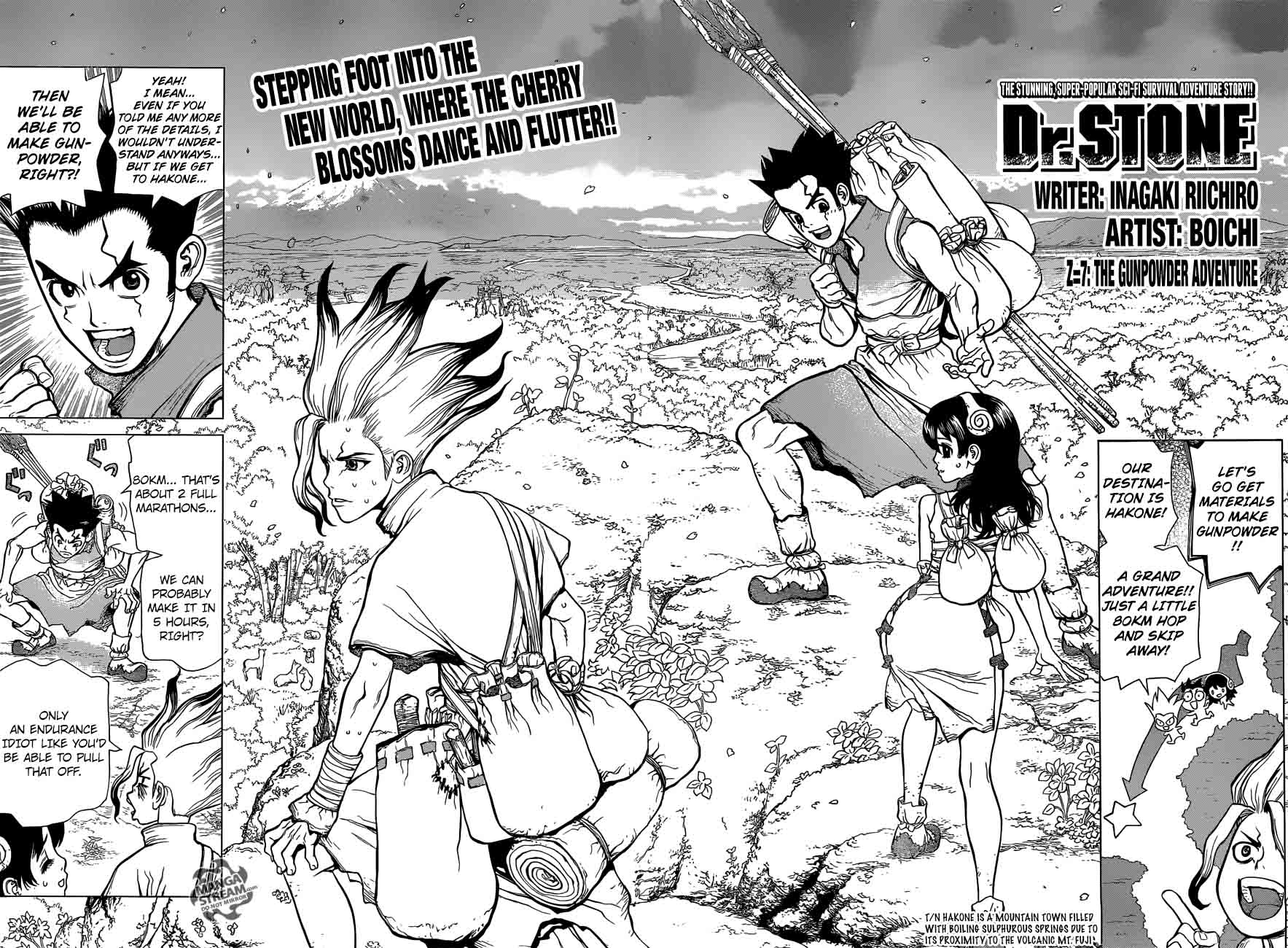 Dr. Stone Manga Chapter 7 page 2 - The Gunpowder Adventure scene