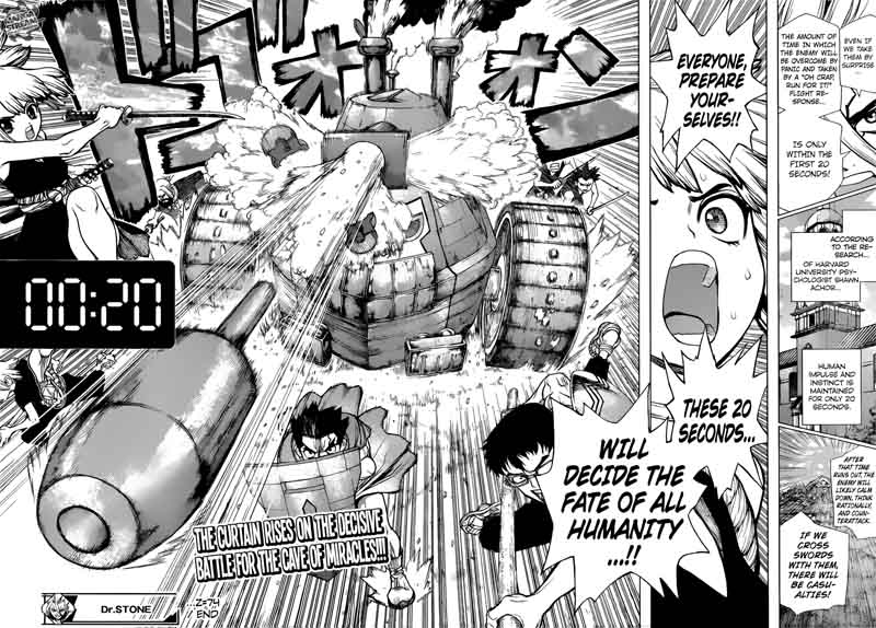 Dr. Stone Manga Chapter 74 page 16 - Fateful 20 Seconds scene