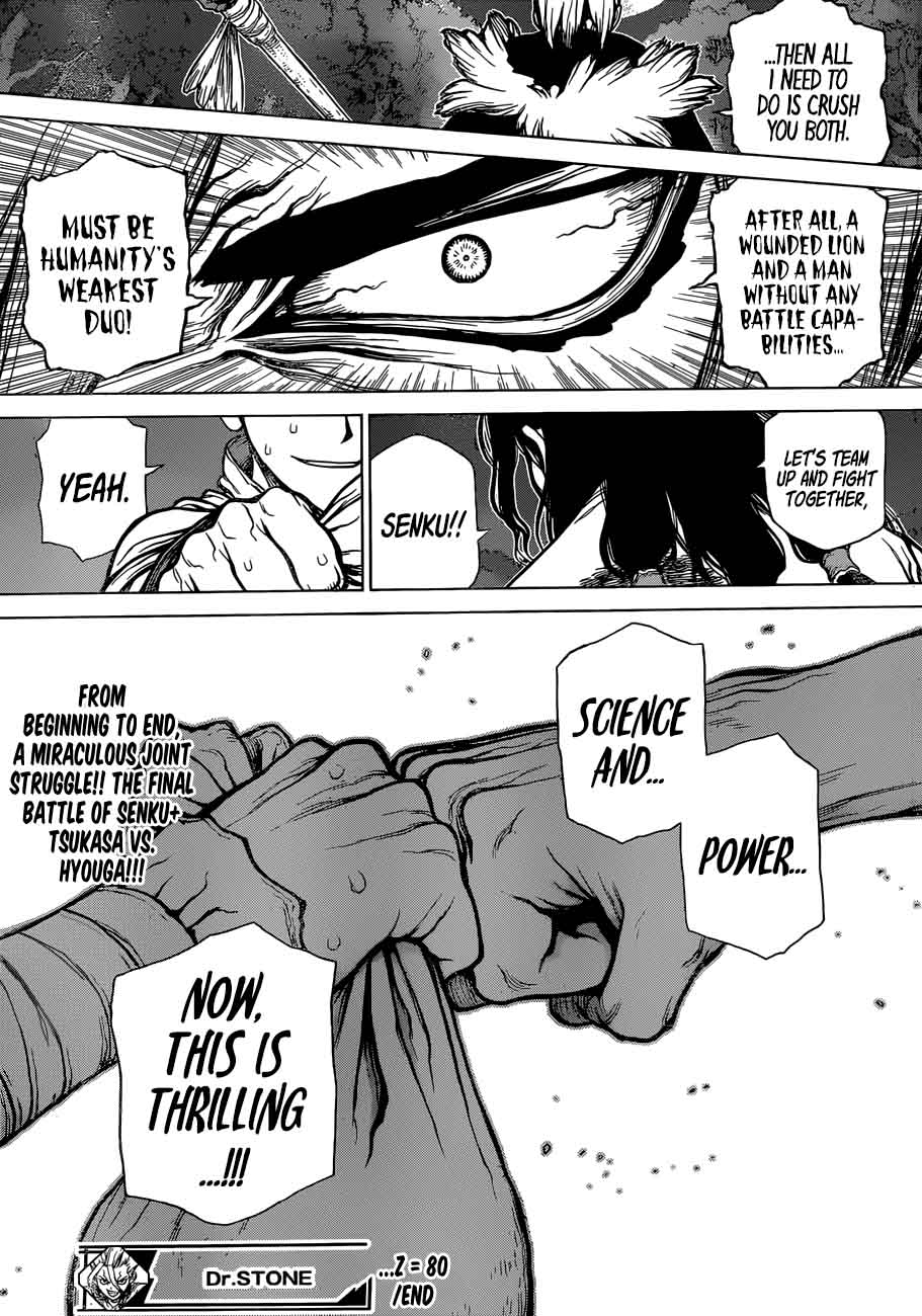 Dr. Stone Manga Chapter 80 page 18 - Humanity's Strongest Tag Team scene