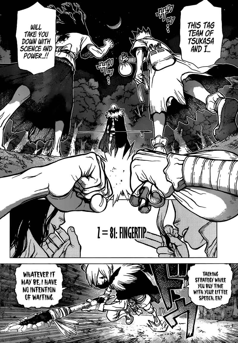 Dr. Stone Manga Chapter 81 page 2 - Fingertip scene