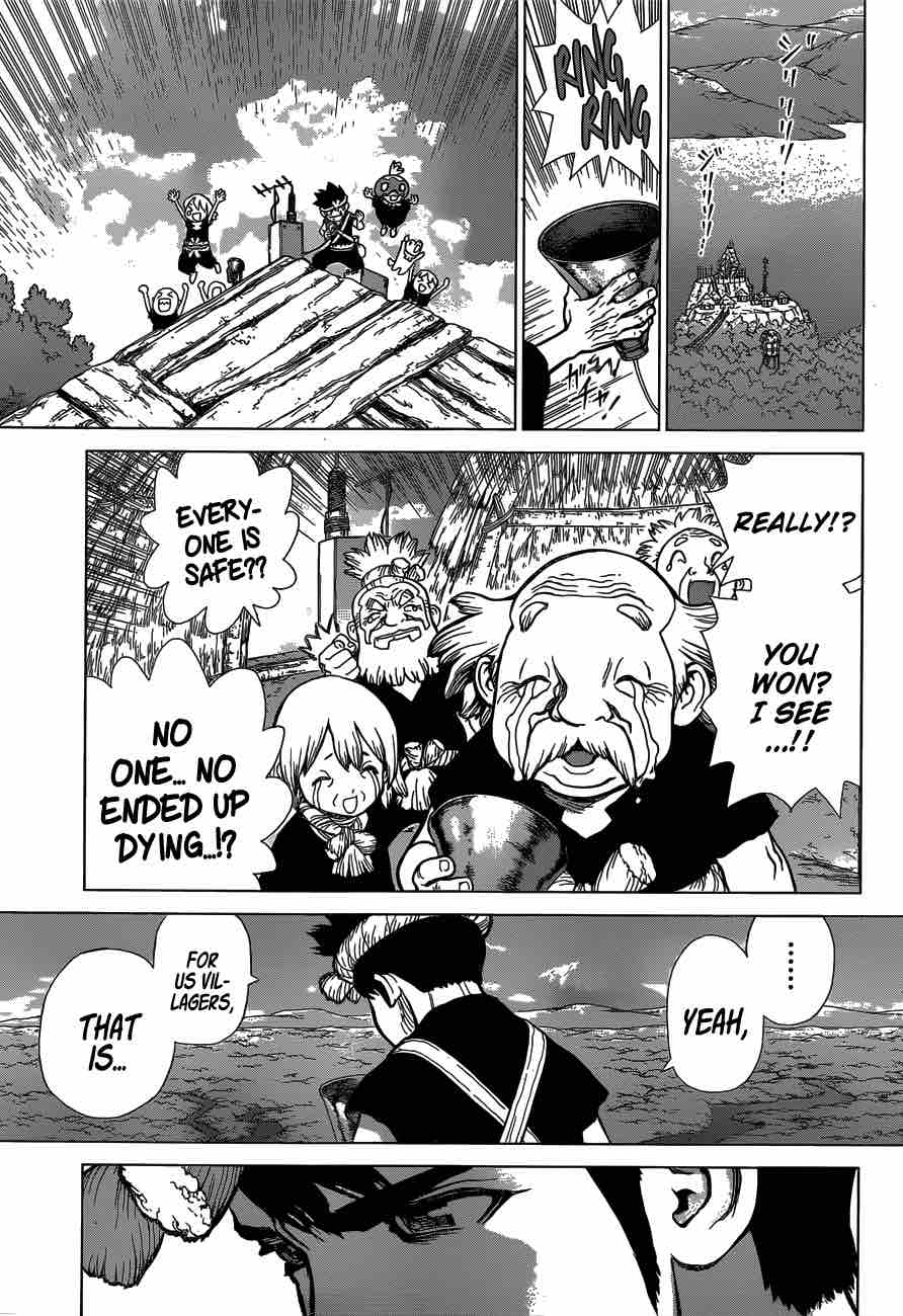 Dr. Stone Manga Chapter 82 page 14 - Epilogue of Stone Wars (End of Part 2) scene