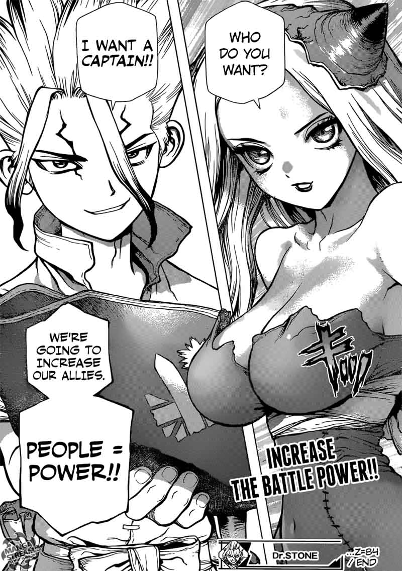 Dr. Stone Manga Chapter 84 page 18 - People = Power scene