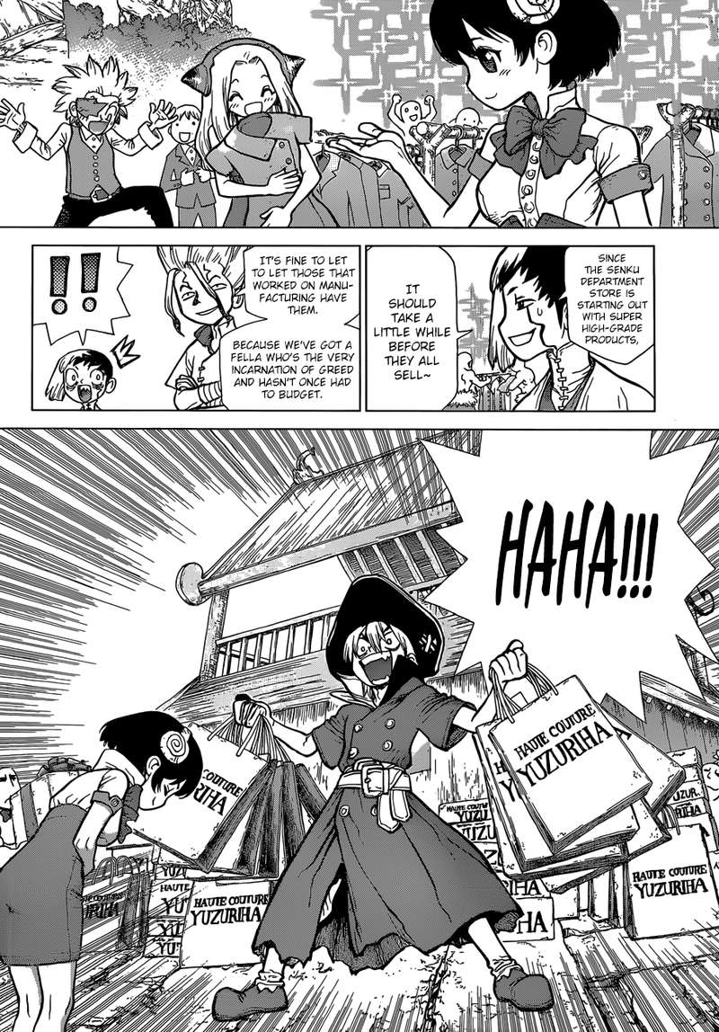 Dr. Stone Manga Chapter 87 page 18 - Senku's Department Store scene