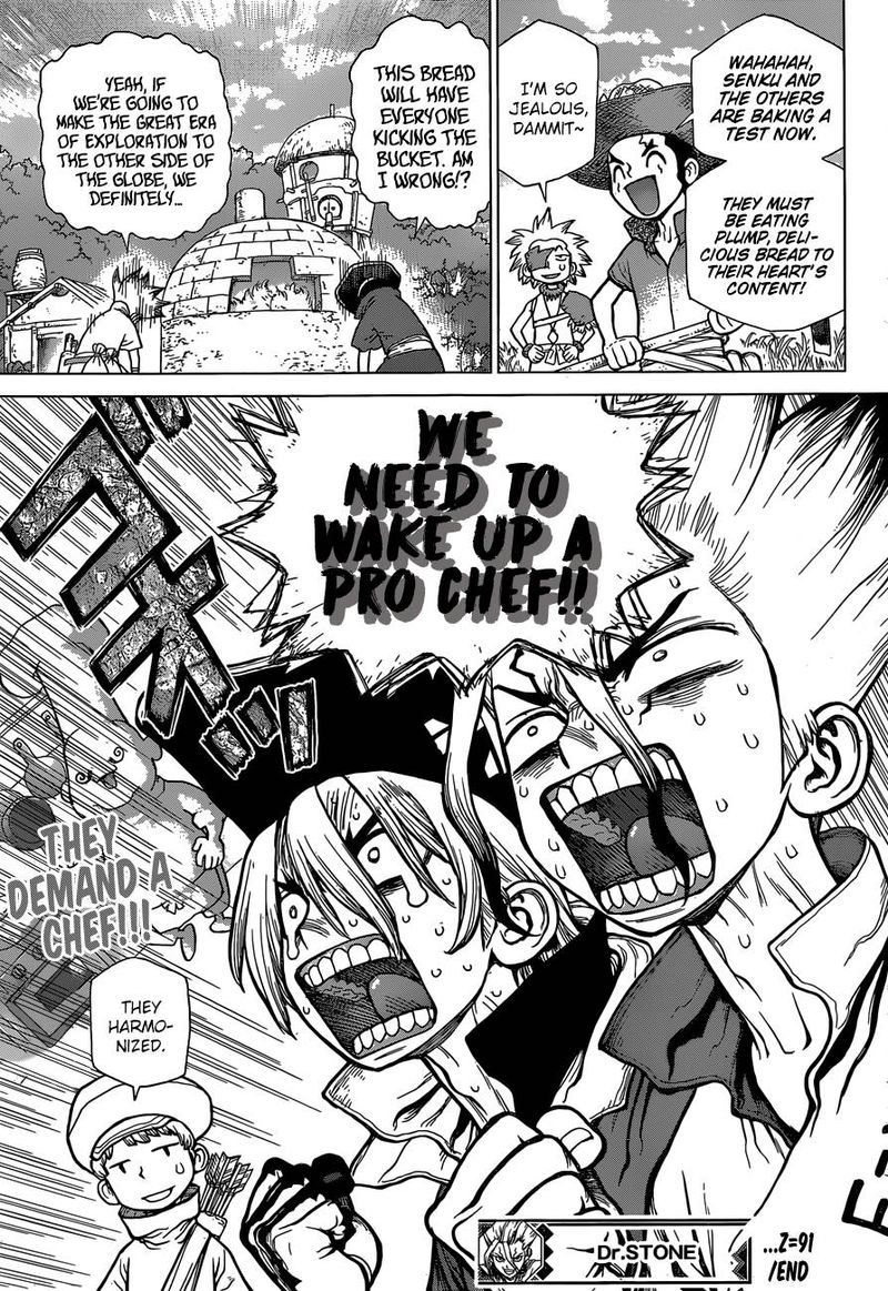 Dr. Stone Manga Chapter 91 page 16 - Need Bread? Start with Wheat scene
