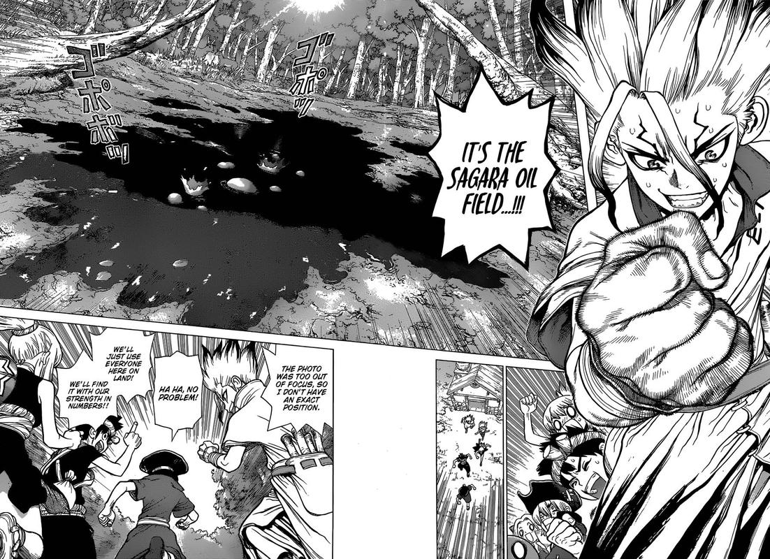 Dr. Stone Manga Chapter 94 page 11 - The Scent of Black Gold scene